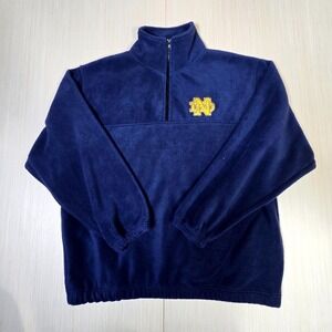 Ultraclub Iceberg Fleece Sweatshirt Men L Blue Notre Dame Fighting Irish 1/4 Zip